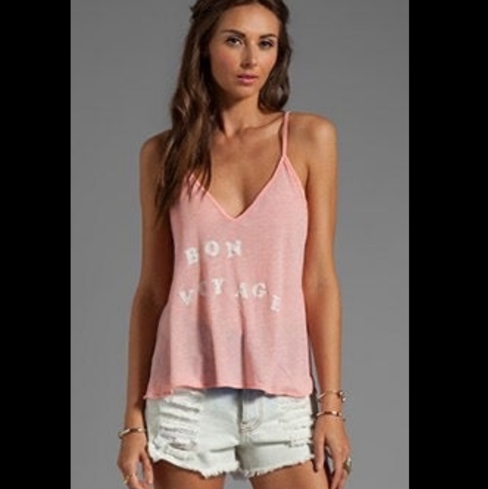 Wildfox Bon Voyage Pink Tank Top